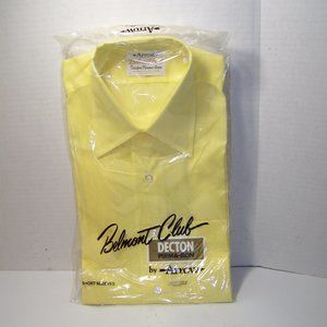 Vtg 50s 60s ARROW Shirt Perma Belmont Club Sanforized Yellow S/S Disco MENS 15.5